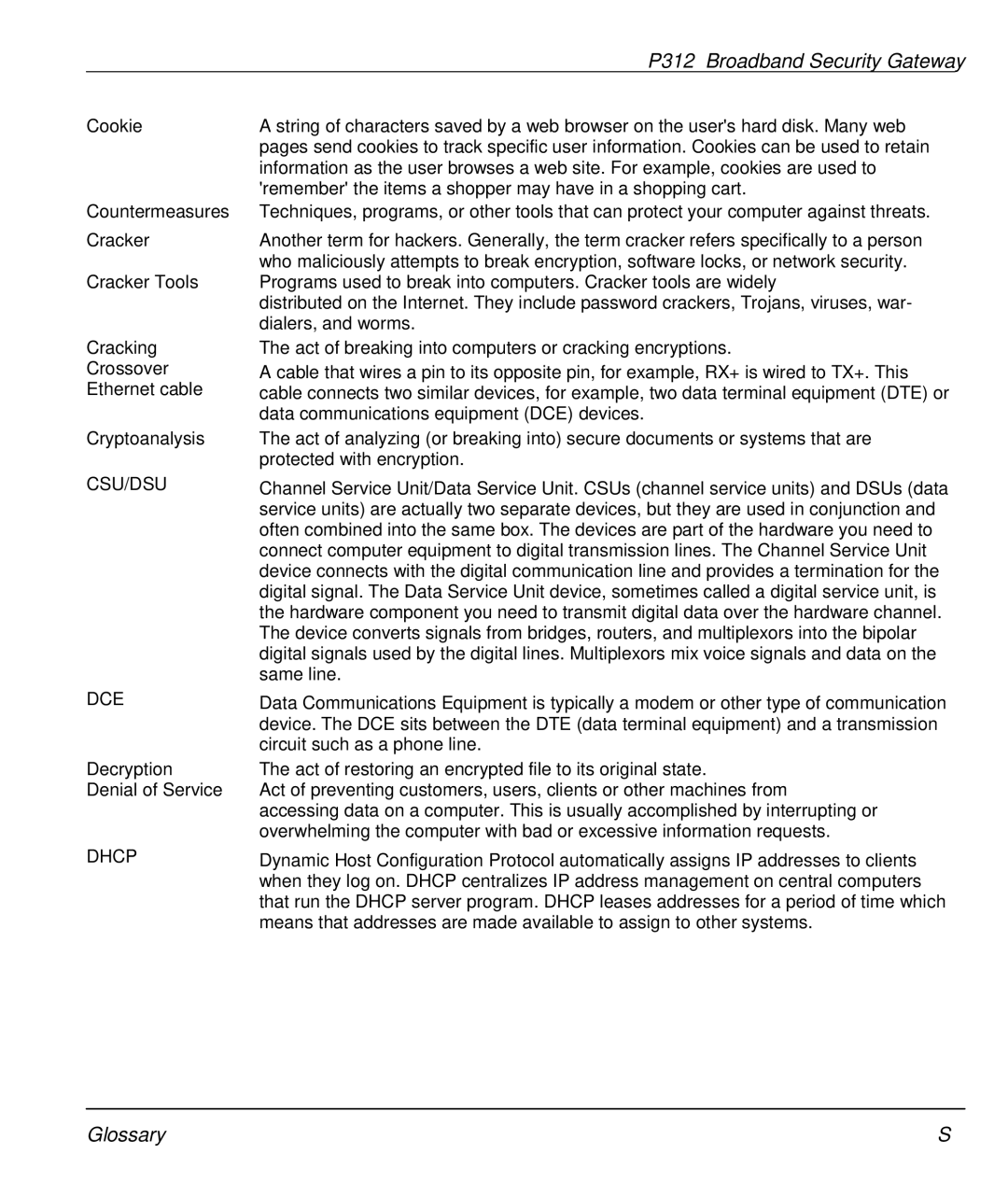 ZyXEL Communications P-312 manual Csu/Dsu Dce, Dhcp 