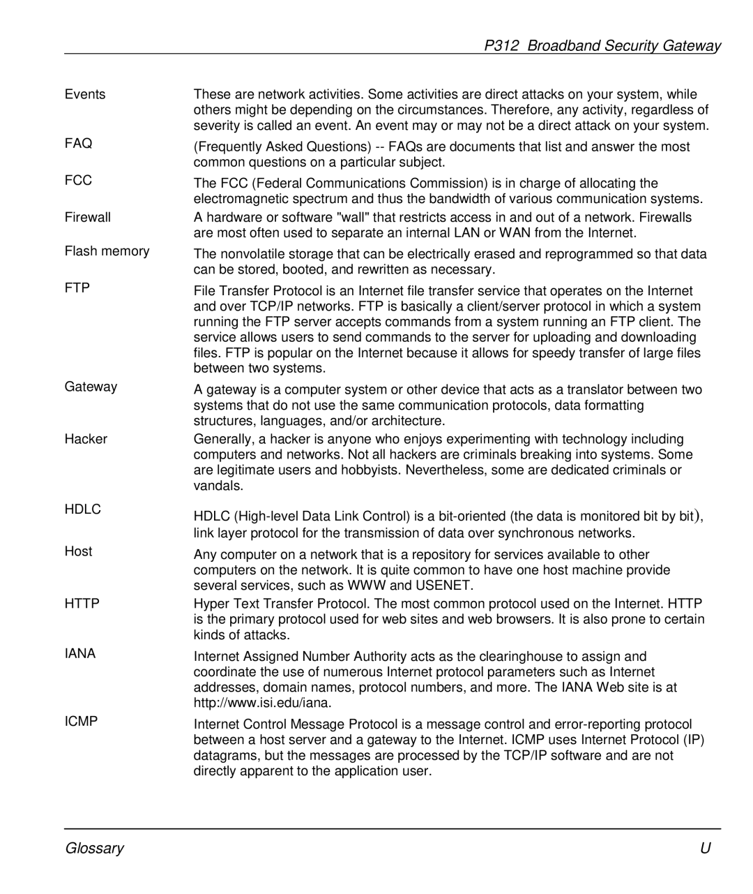 ZyXEL Communications P-312 manual Faq, Fcc, Ftp, Hdlc, Iana Icmp 