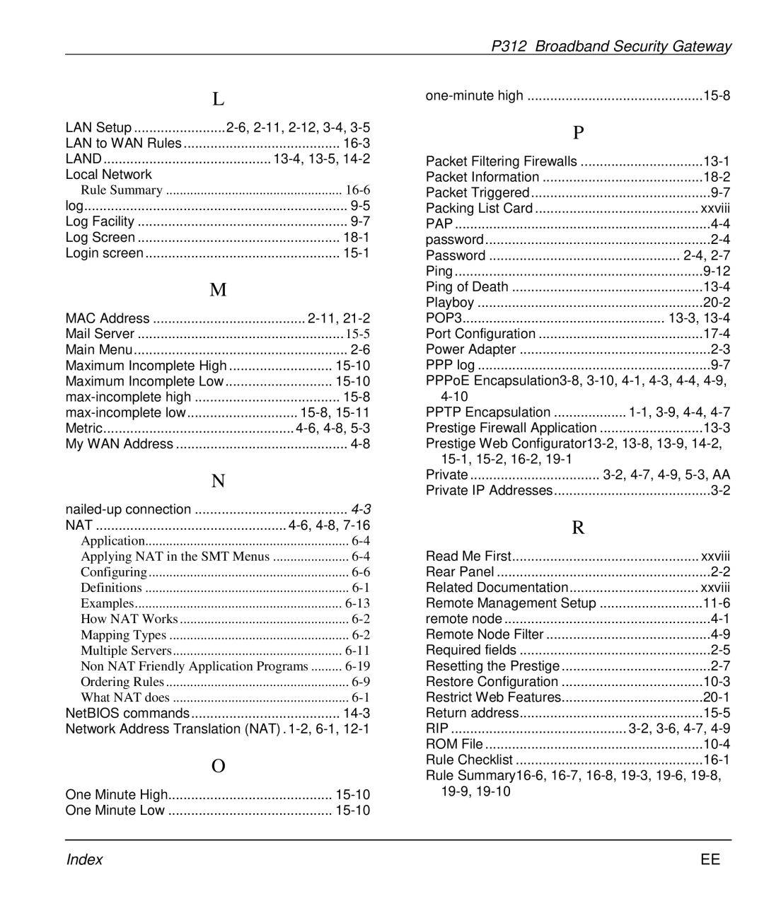 ZyXEL Communications P-312 manual 2-11, 2-12, 3-4 