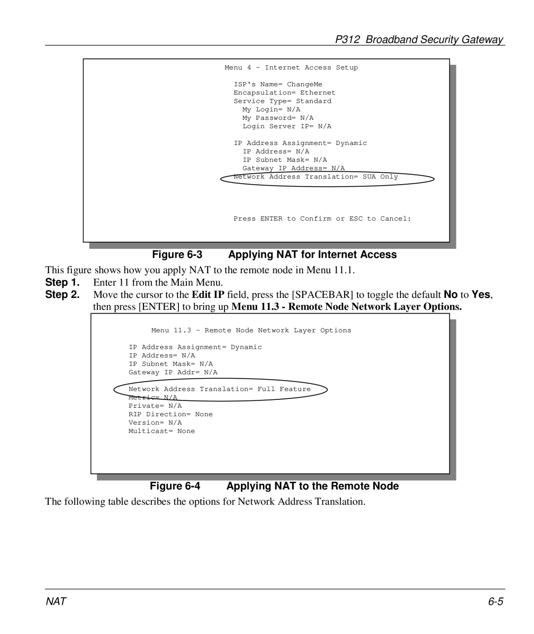 ZyXEL Communications P-312 manual Applying NAT for Internet Access 