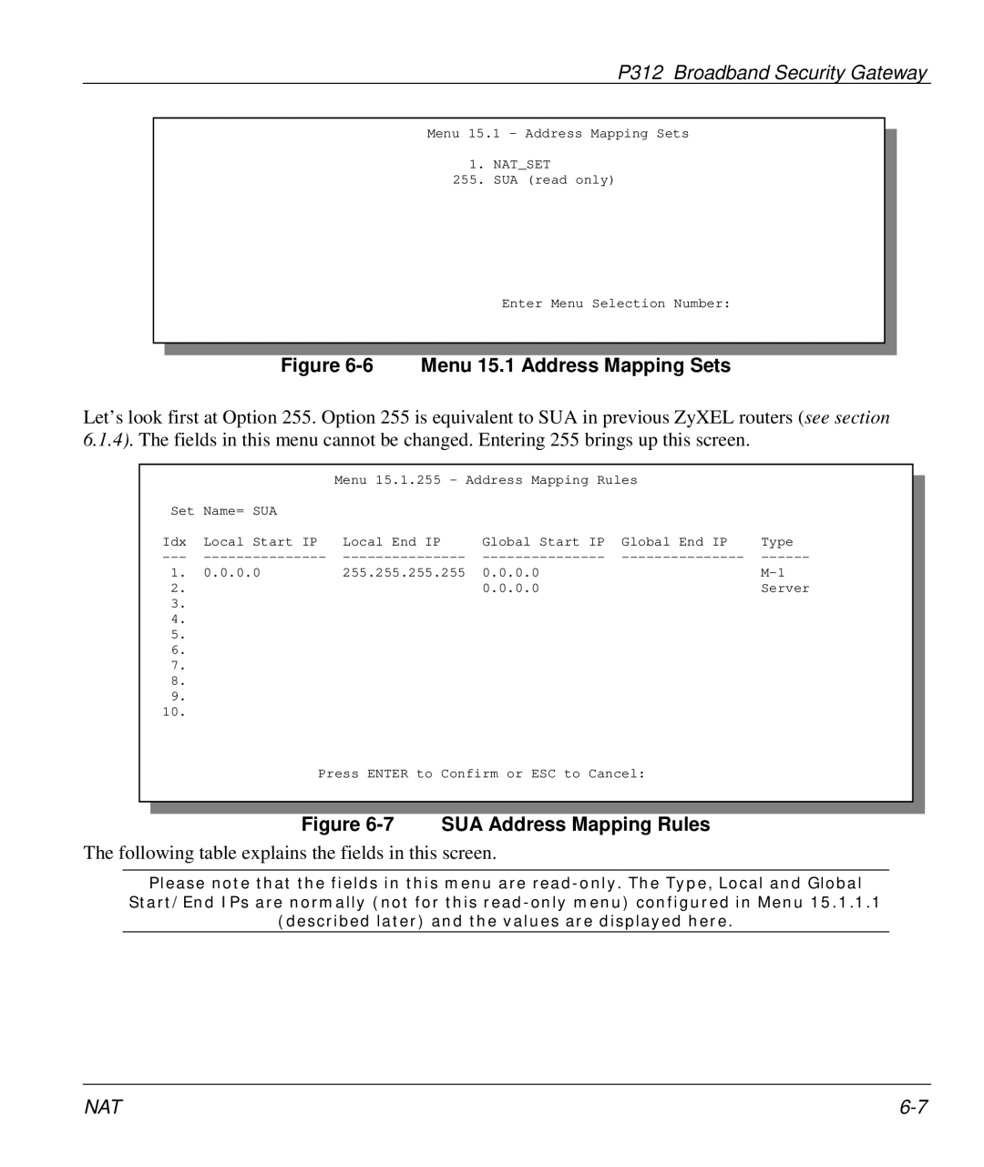 ZyXEL Communications P-312 manual Menu 15.1 Address Mapping Sets 