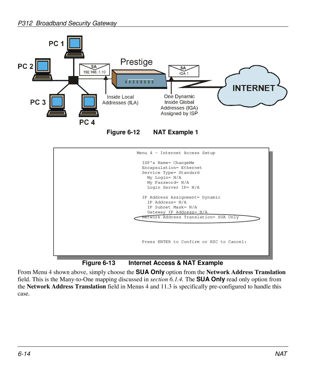 ZyXEL Communications P-312 manual Internet Access & NAT Example 