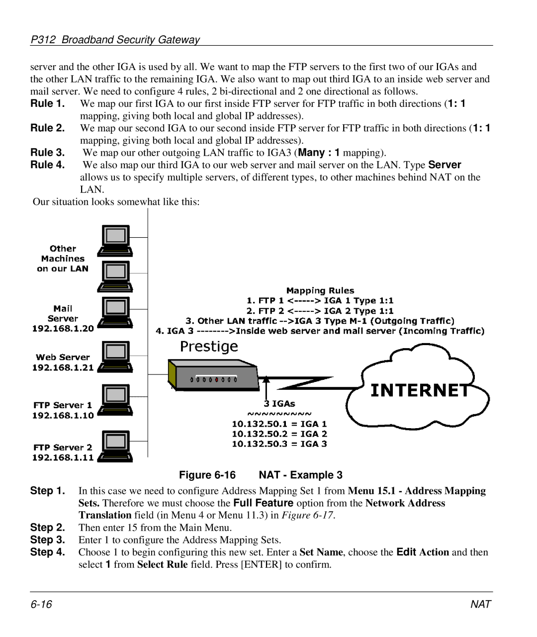 ZyXEL Communications P-312 manual NAT Example 