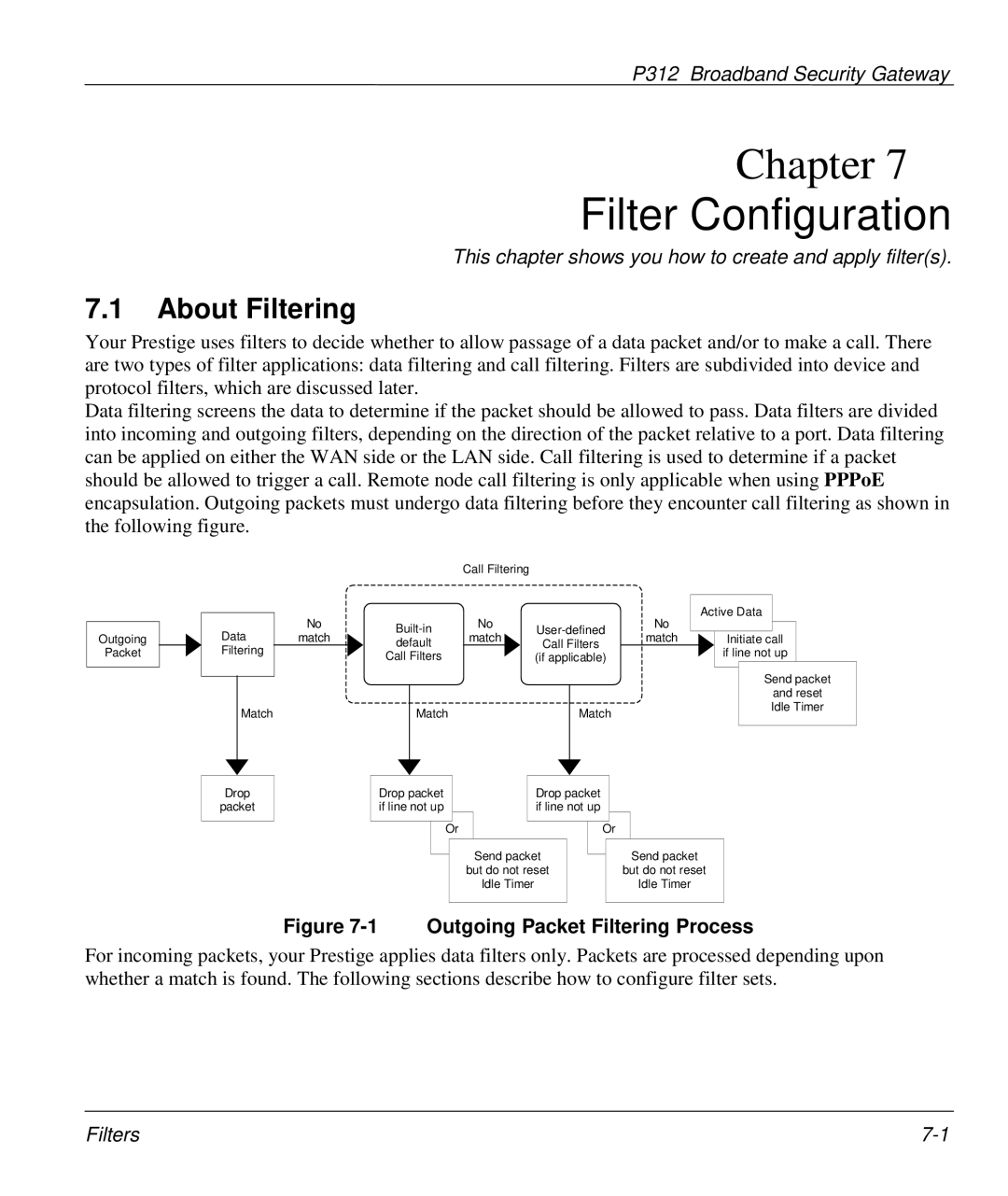 ZyXEL Communications P-312 manual Filter Configuration, About Filtering 