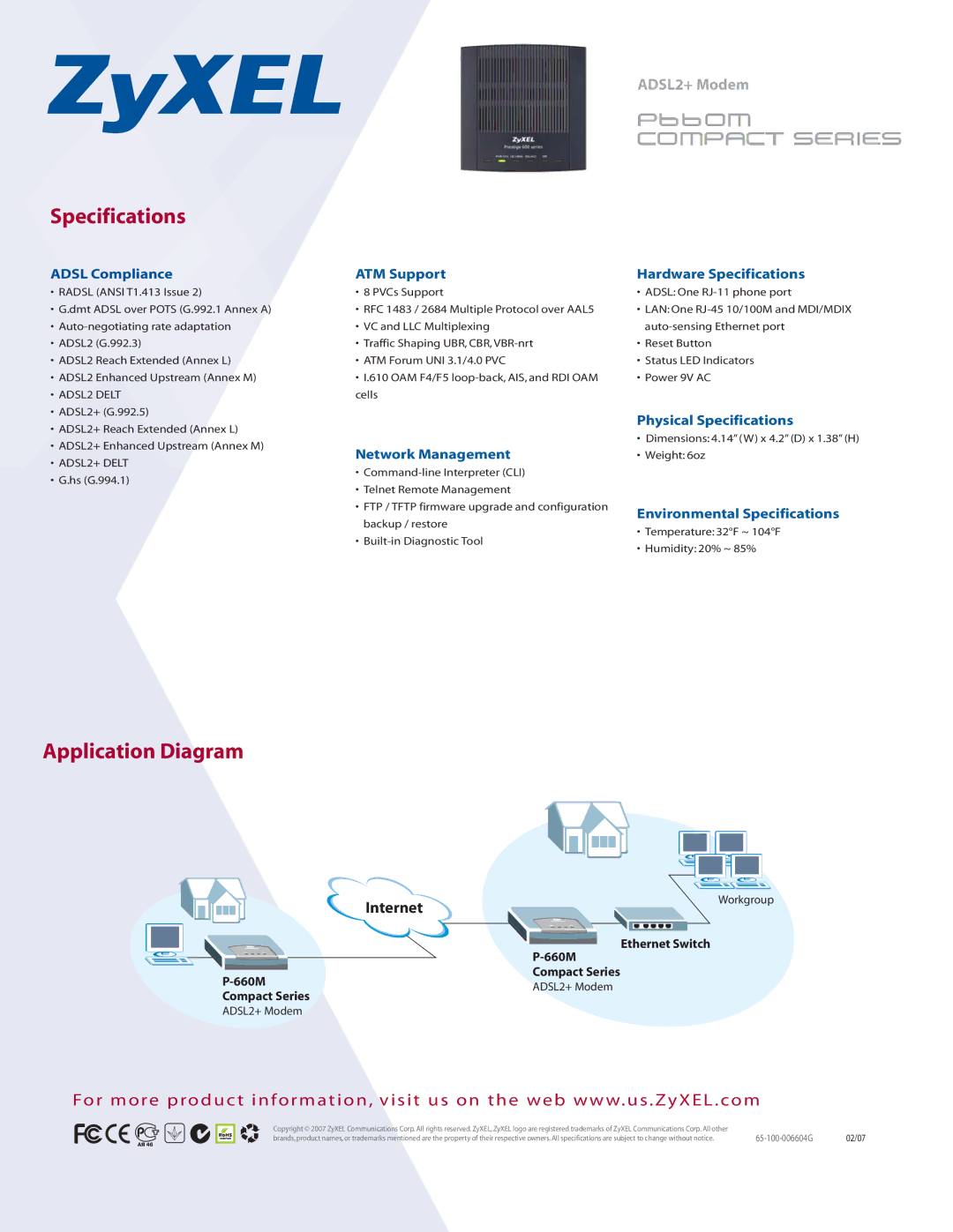 ZyXEL Communications P-660M manual Specifications, Application Diagram 