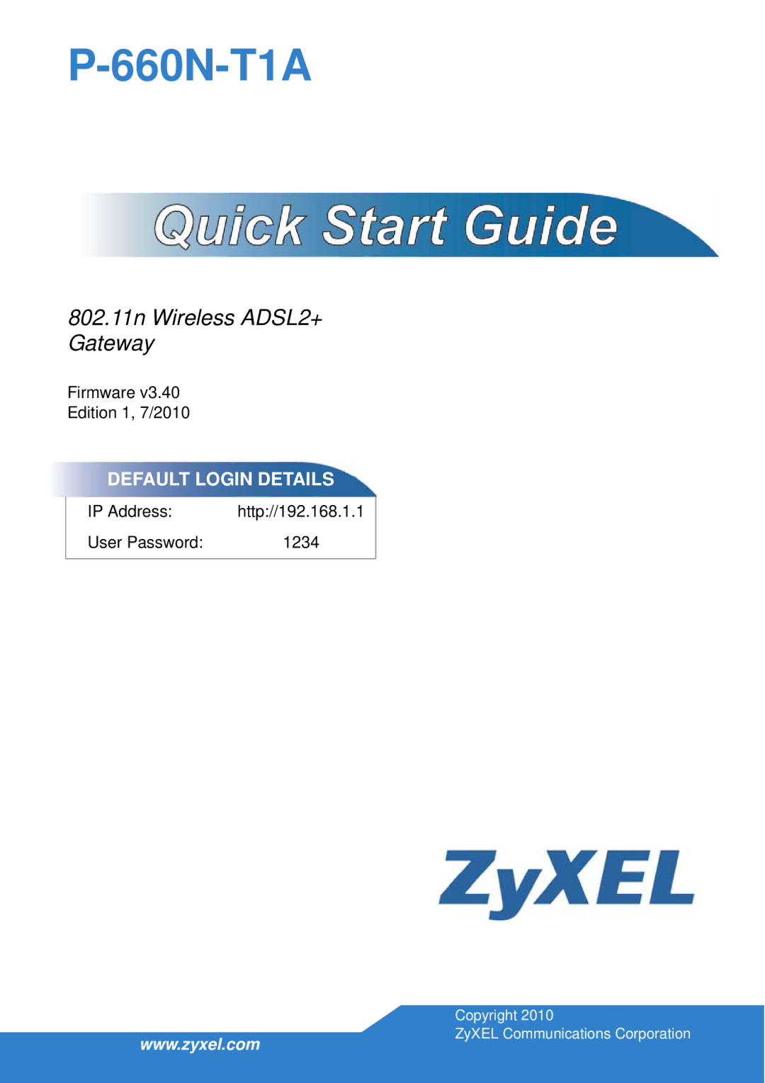 ZyXEL Communications P-660N-T1A manual 