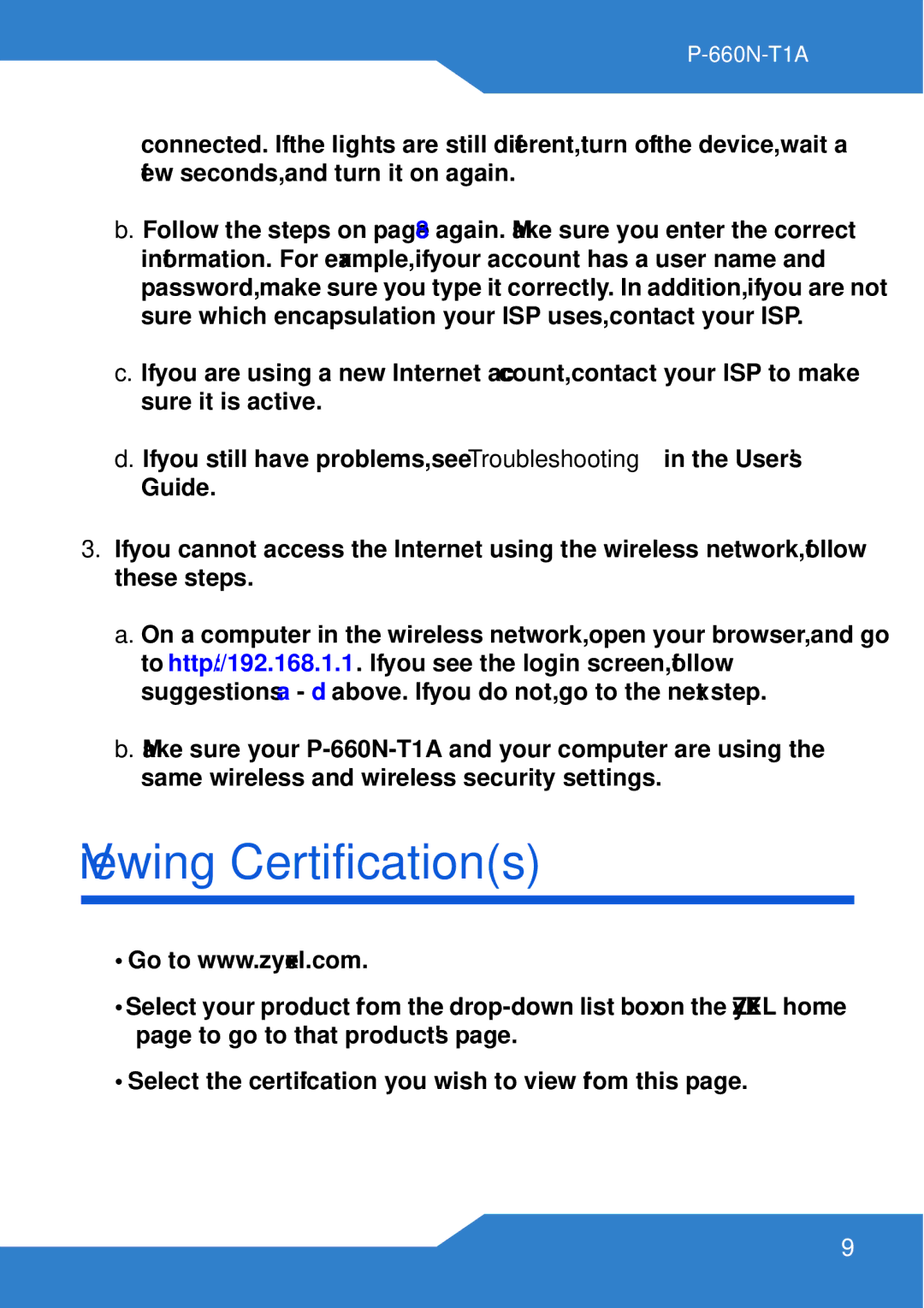 ZyXEL Communications P-660N-T1A manual Viewing Certifications 