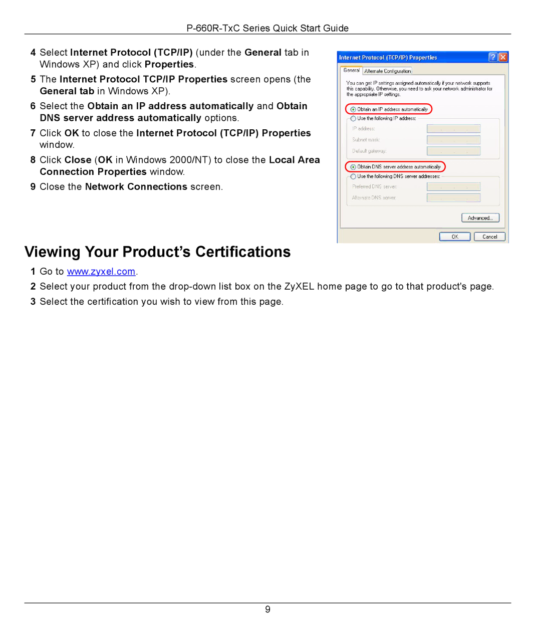 ZyXEL Communications P-660R-T1 v2 quick start Viewing Your Product’s Certifications 