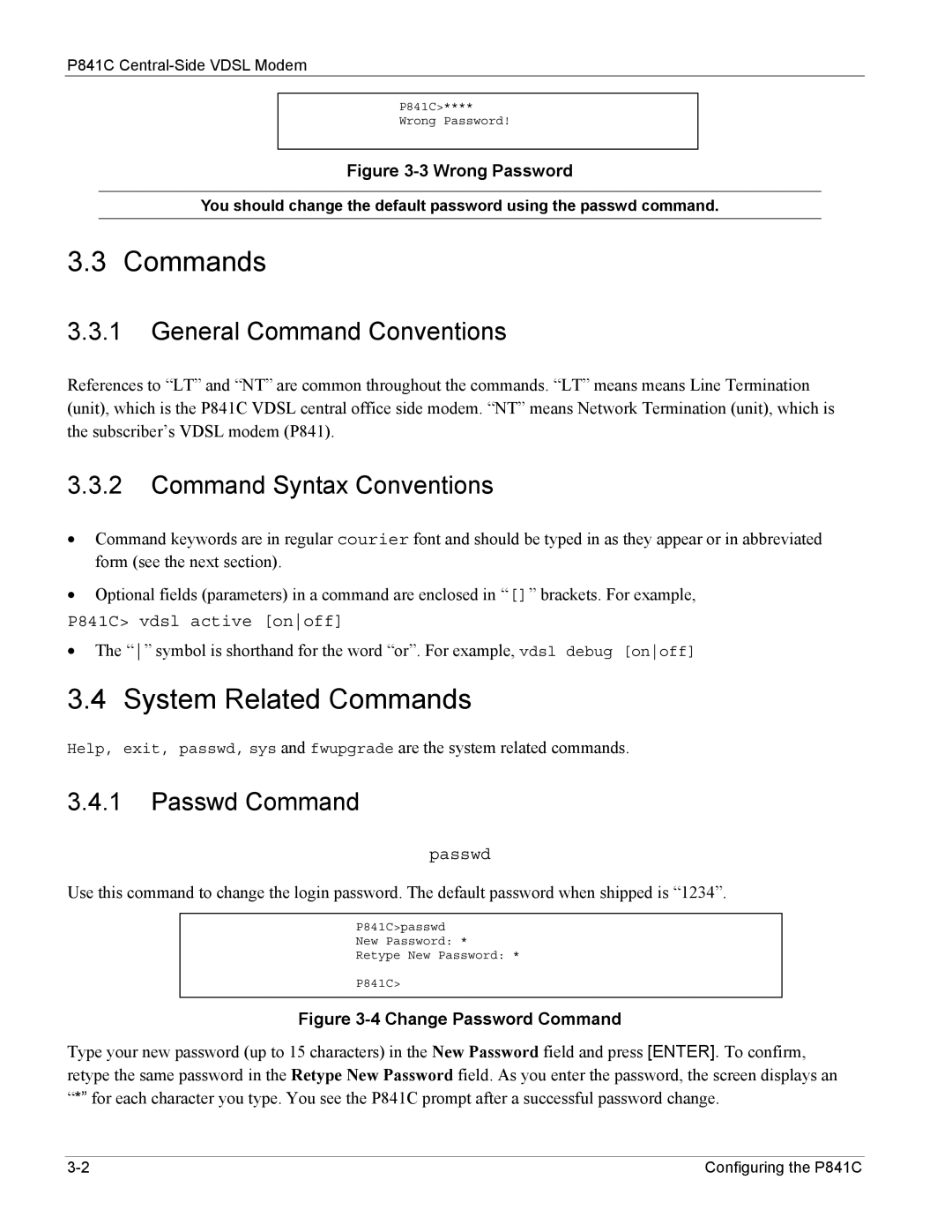 ZyXEL Communications P841C manual System Related Commands, General Command Conventions, Command Syntax Conventions 