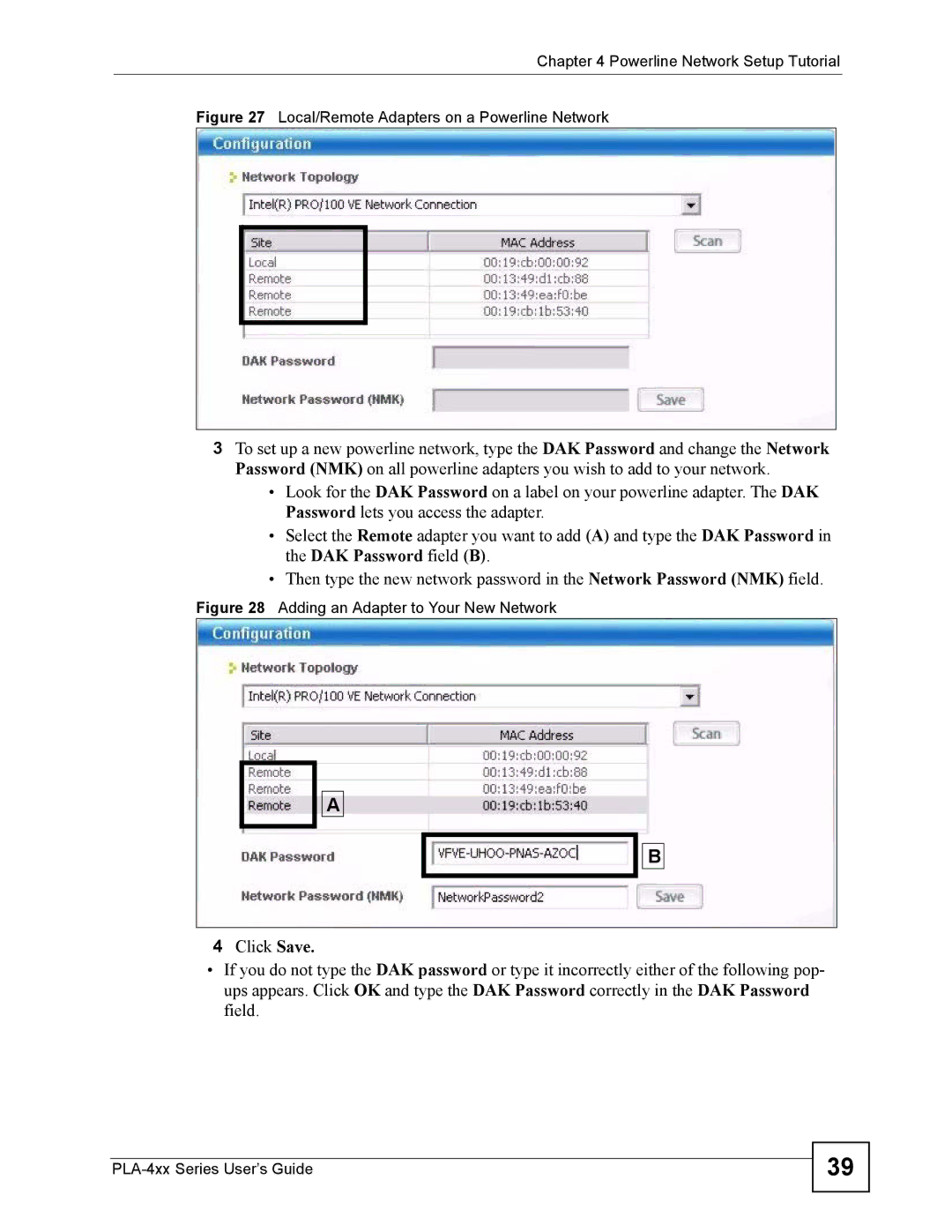 ZyXEL Communications PLA-400 manual Local/Remote Adapters on a Powerline Network 