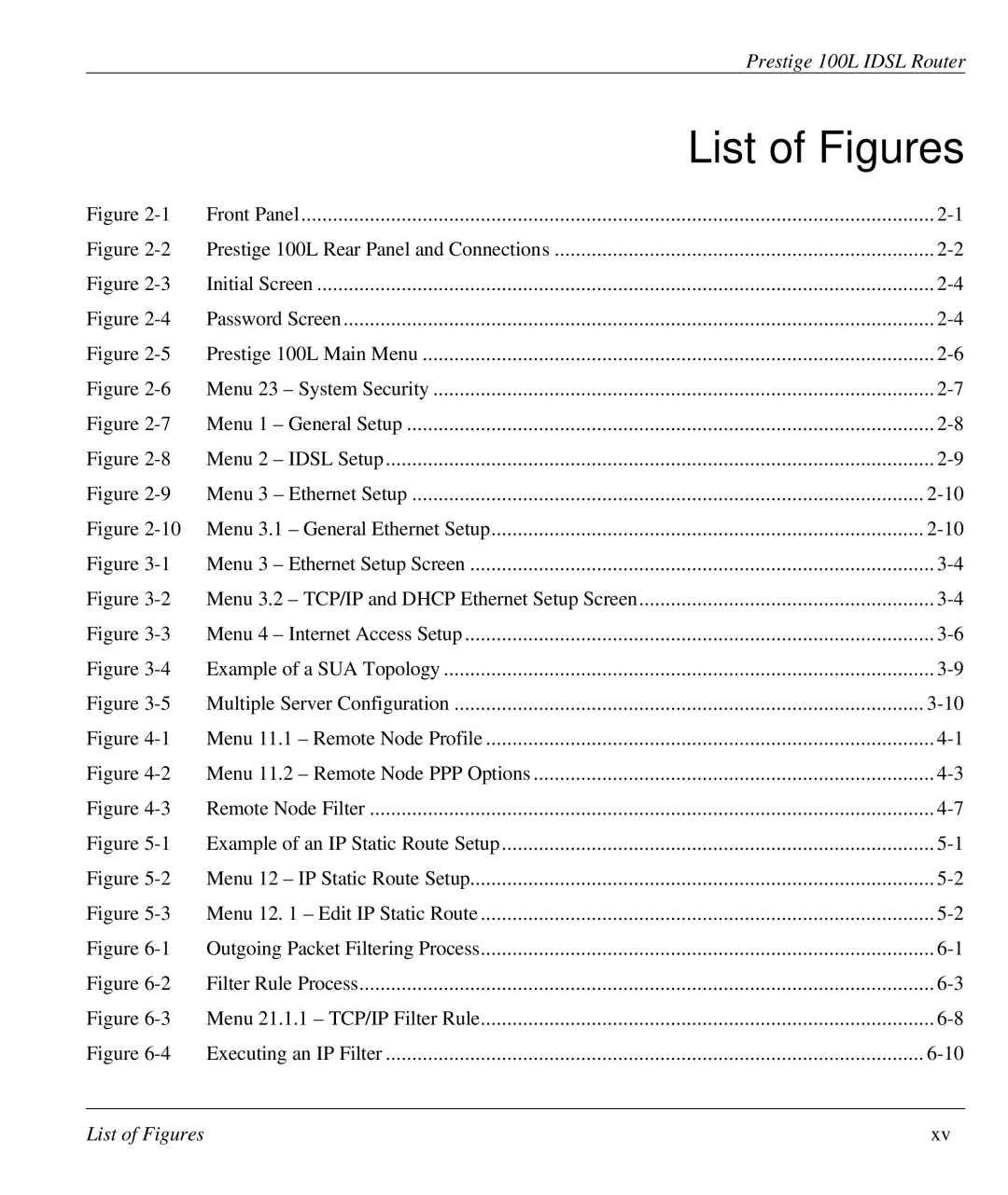 ZyXEL Communications Prestige 100L manual List of Figures 