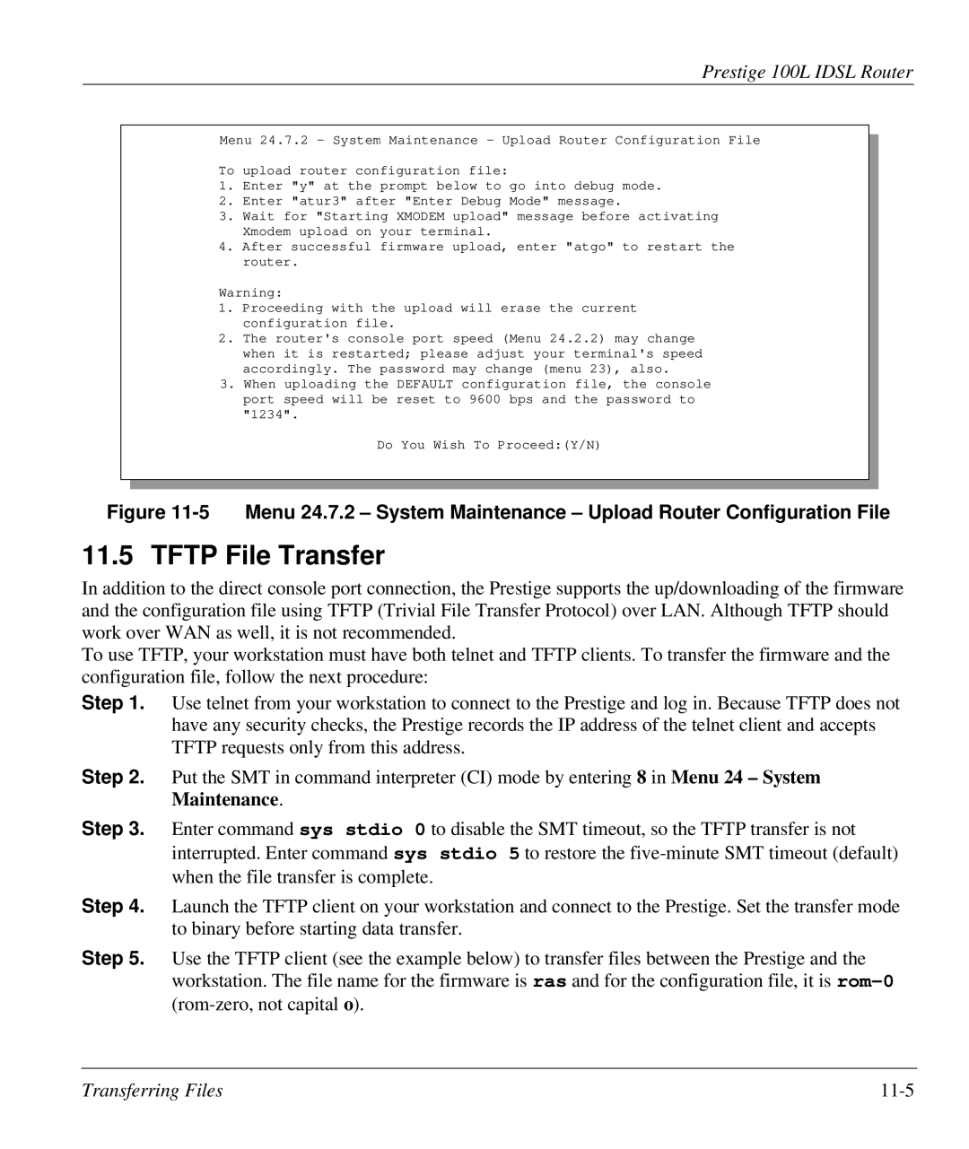 ZyXEL Communications Prestige 100L manual Tftp File Transfer 