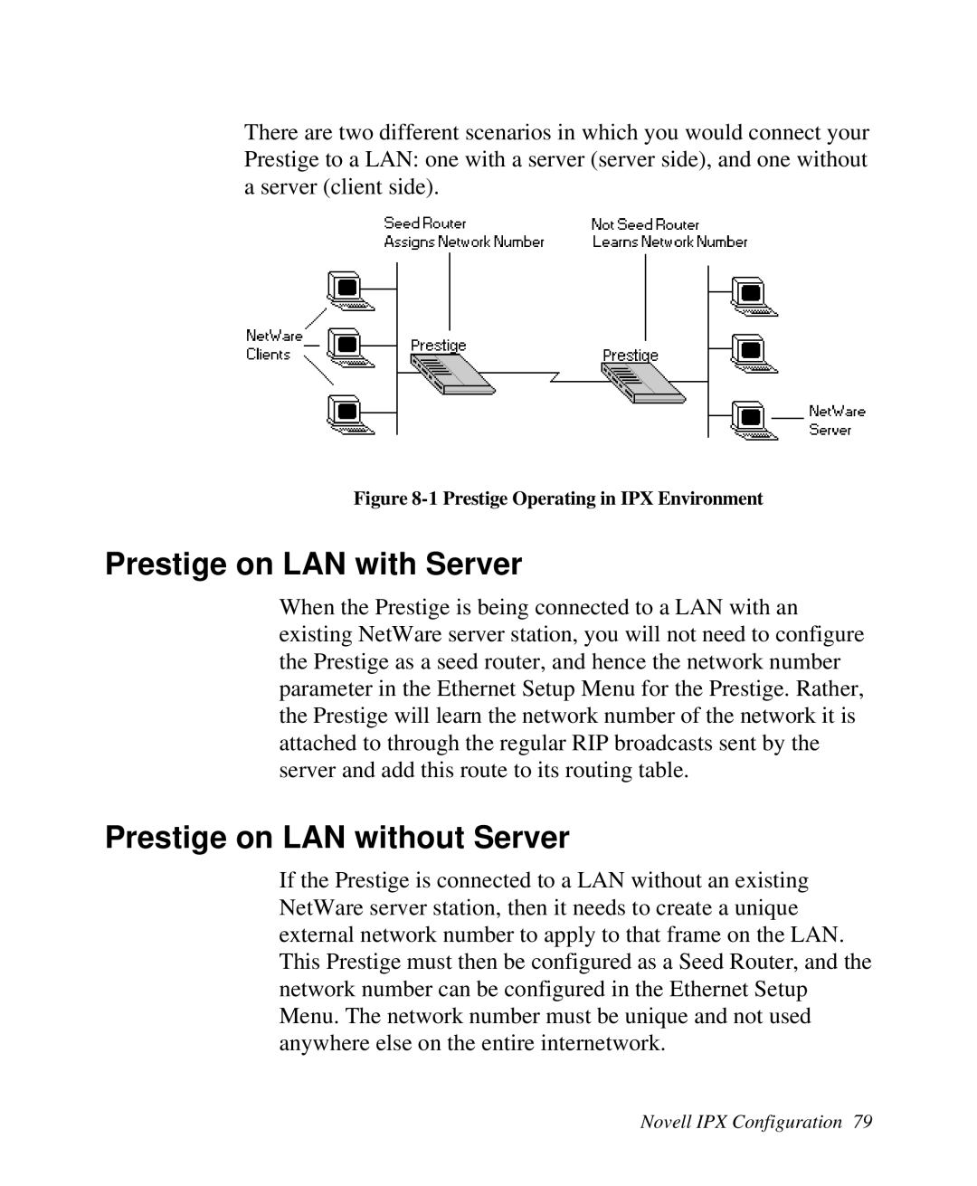 ZyXEL Communications Prestige 128 user manual Prestige on LAN with Server, Prestige on LAN without Server 