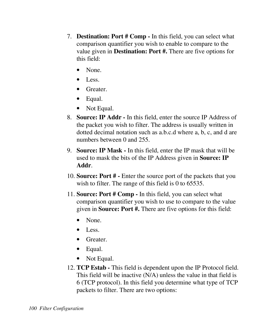 ZyXEL Communications Prestige 128 user manual Filter Configuration 