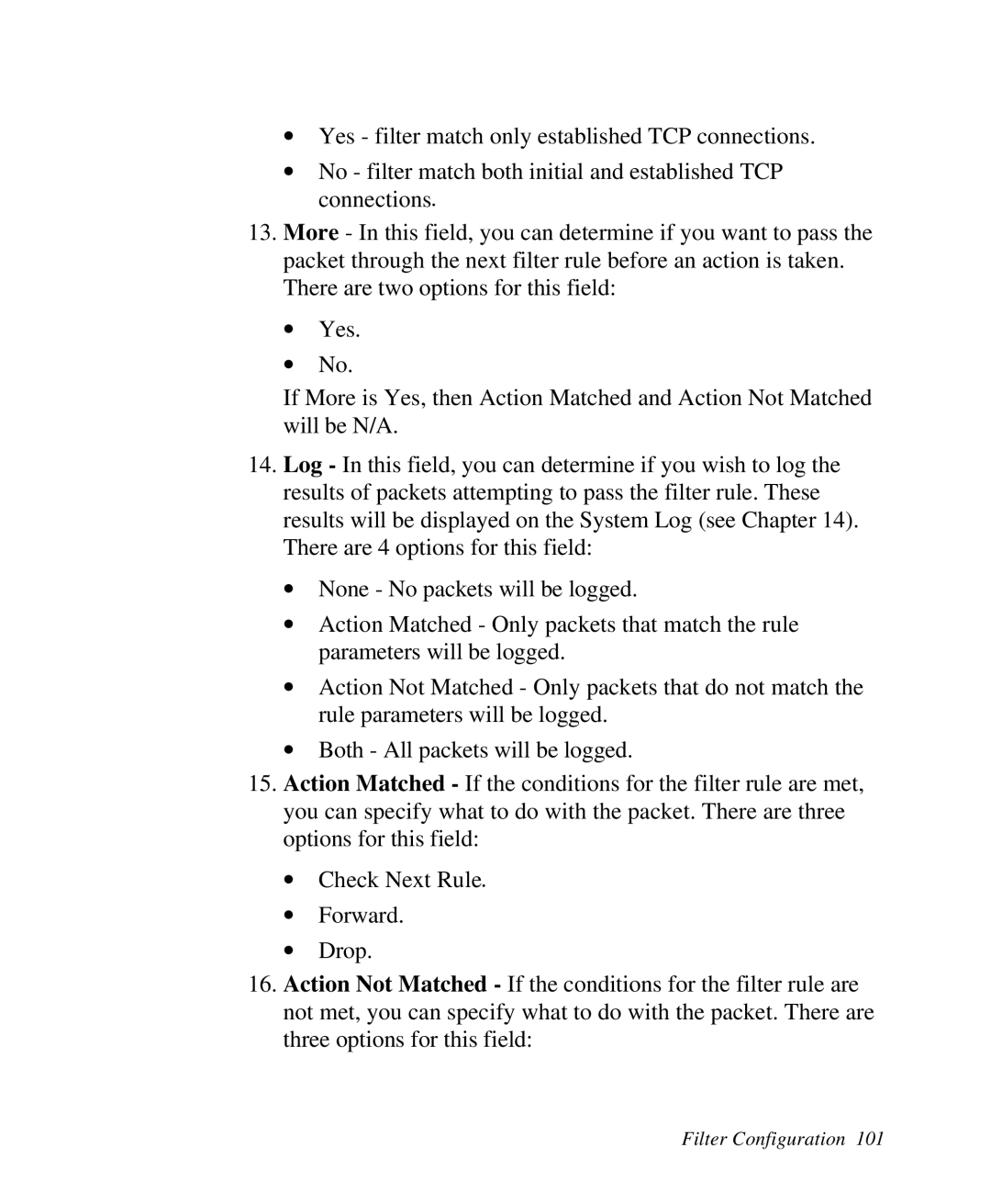 ZyXEL Communications Prestige 128 user manual Filter Configuration 