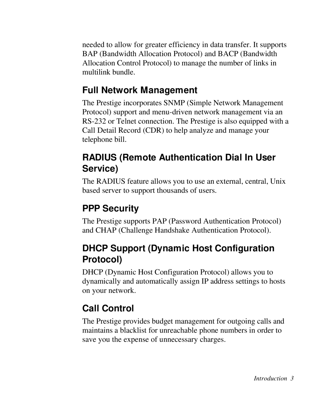 ZyXEL Communications Prestige 128 Full Network Management, Radius Remote Authentication Dial In User Service, PPP Security 