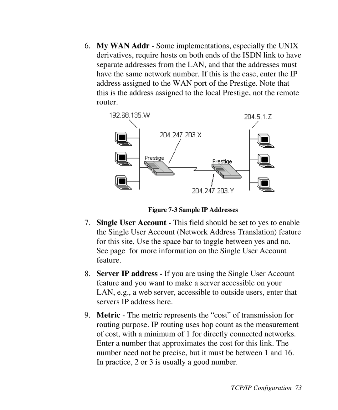 ZyXEL Communications Prestige 128 user manual Sample IP Addresses 