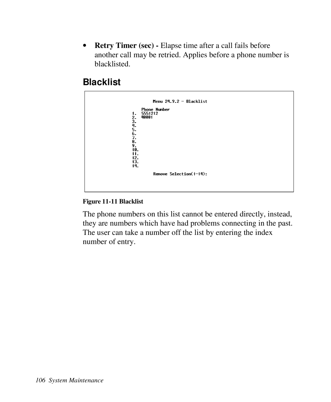 ZyXEL Communications Prestige100 user manual Blacklist 