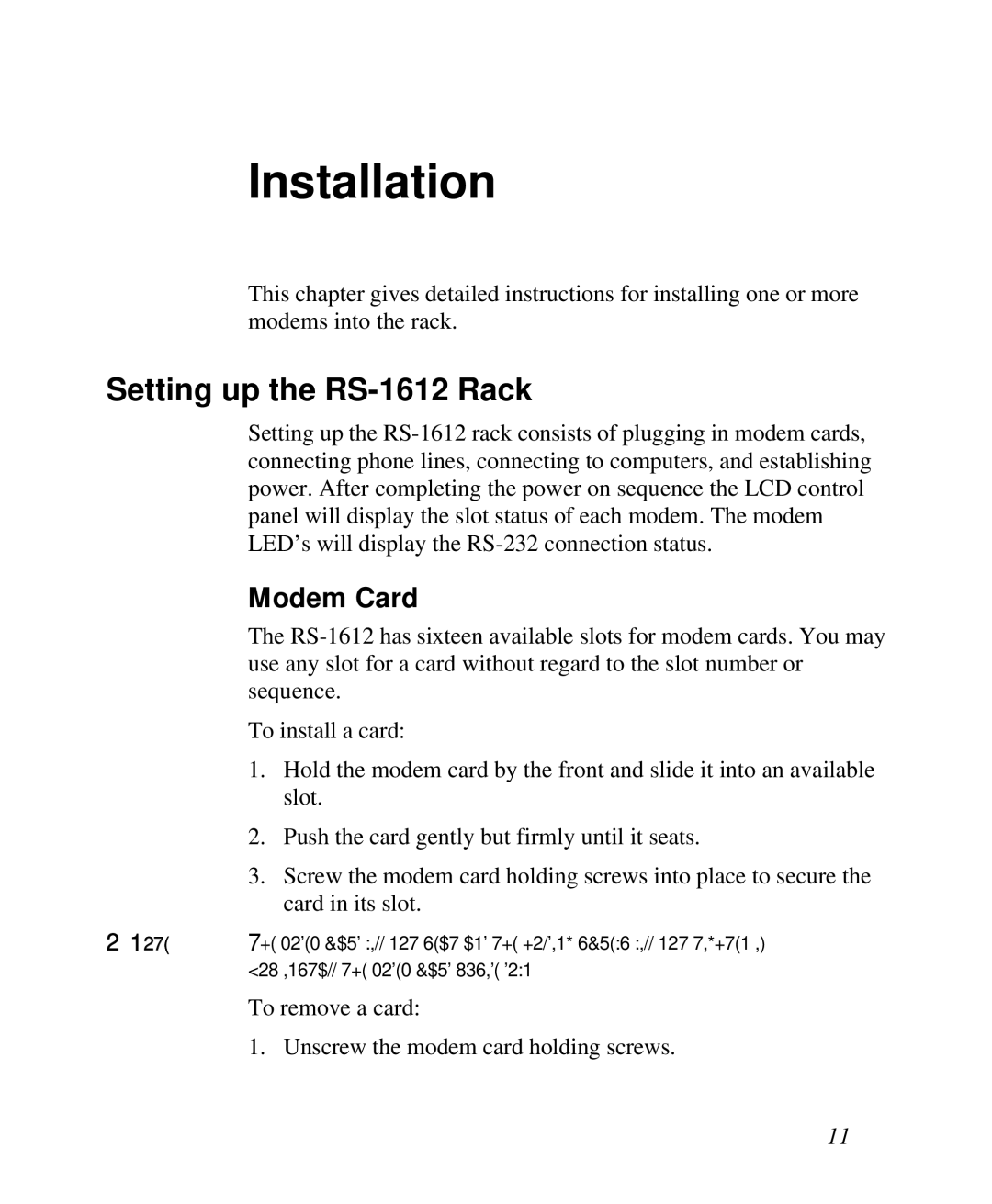 ZyXEL Communications manual Setting up the RS-1612 Rack, Modem Card 