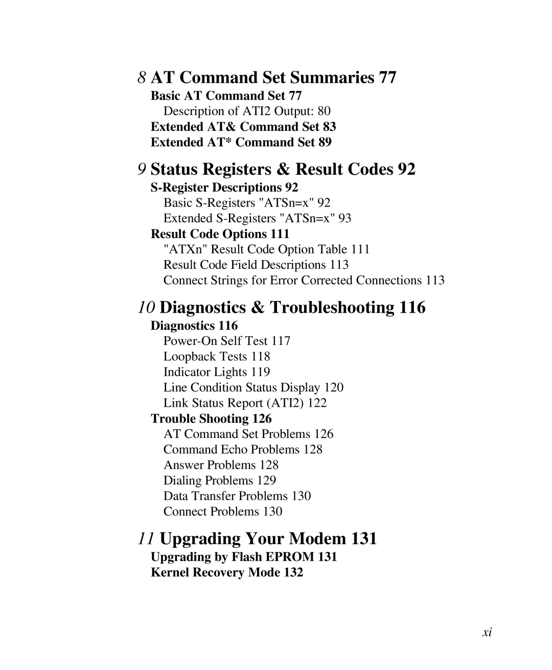 ZyXEL Communications U-336R/RE AT Command Set Summaries, Status Registers & Result Codes, Diagnostics & Troubleshooting 