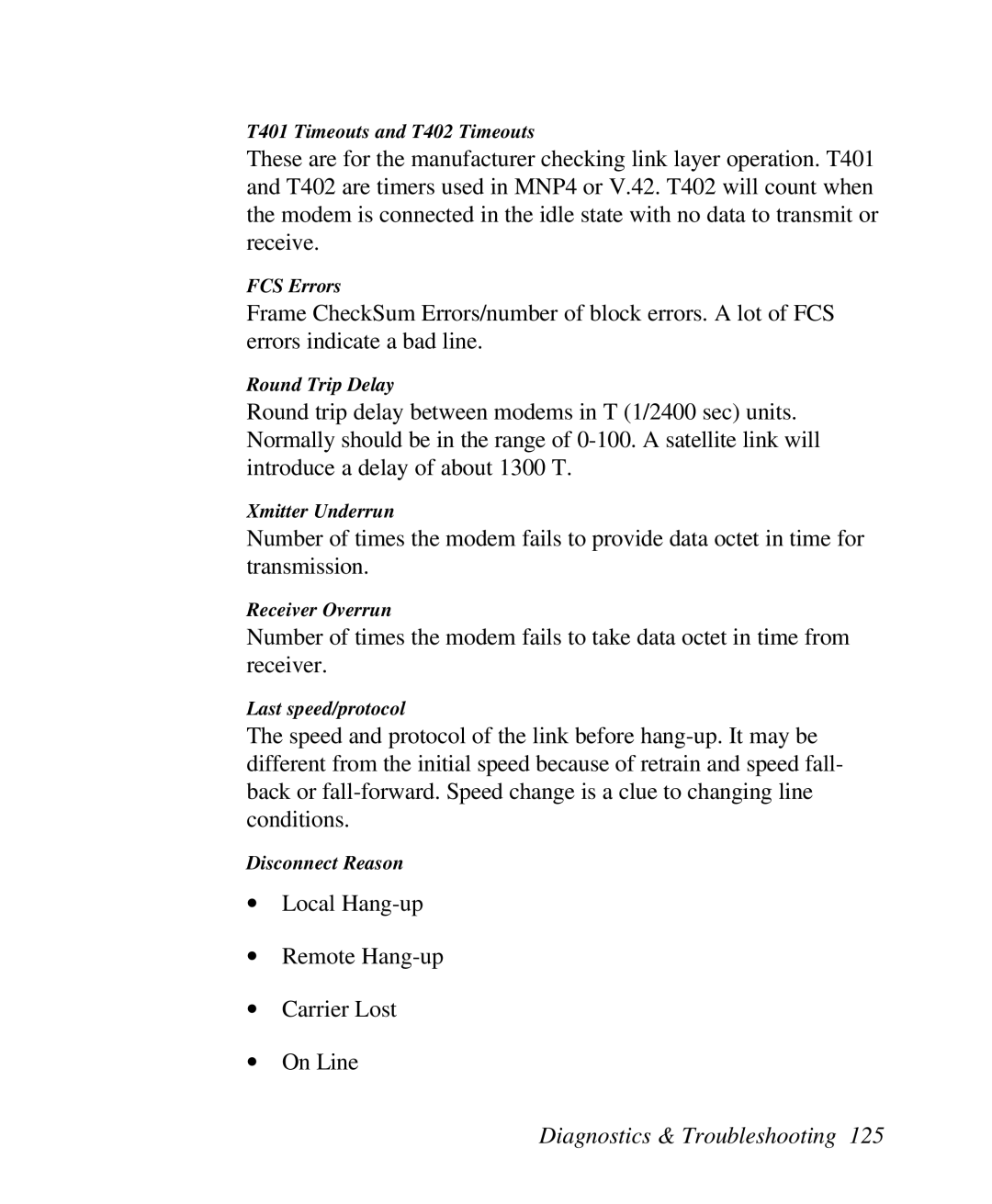 ZyXEL Communications U-336R/RE manual ∙ Local Hang-up ∙ Remote Hang-up ∙ Carrier Lost ∙ On Line 