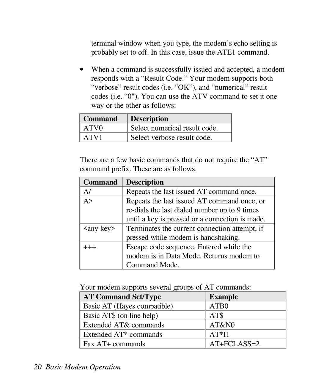 ZyXEL Communications U-336R/RE manual Command Description, AT Command Set/Type Example 