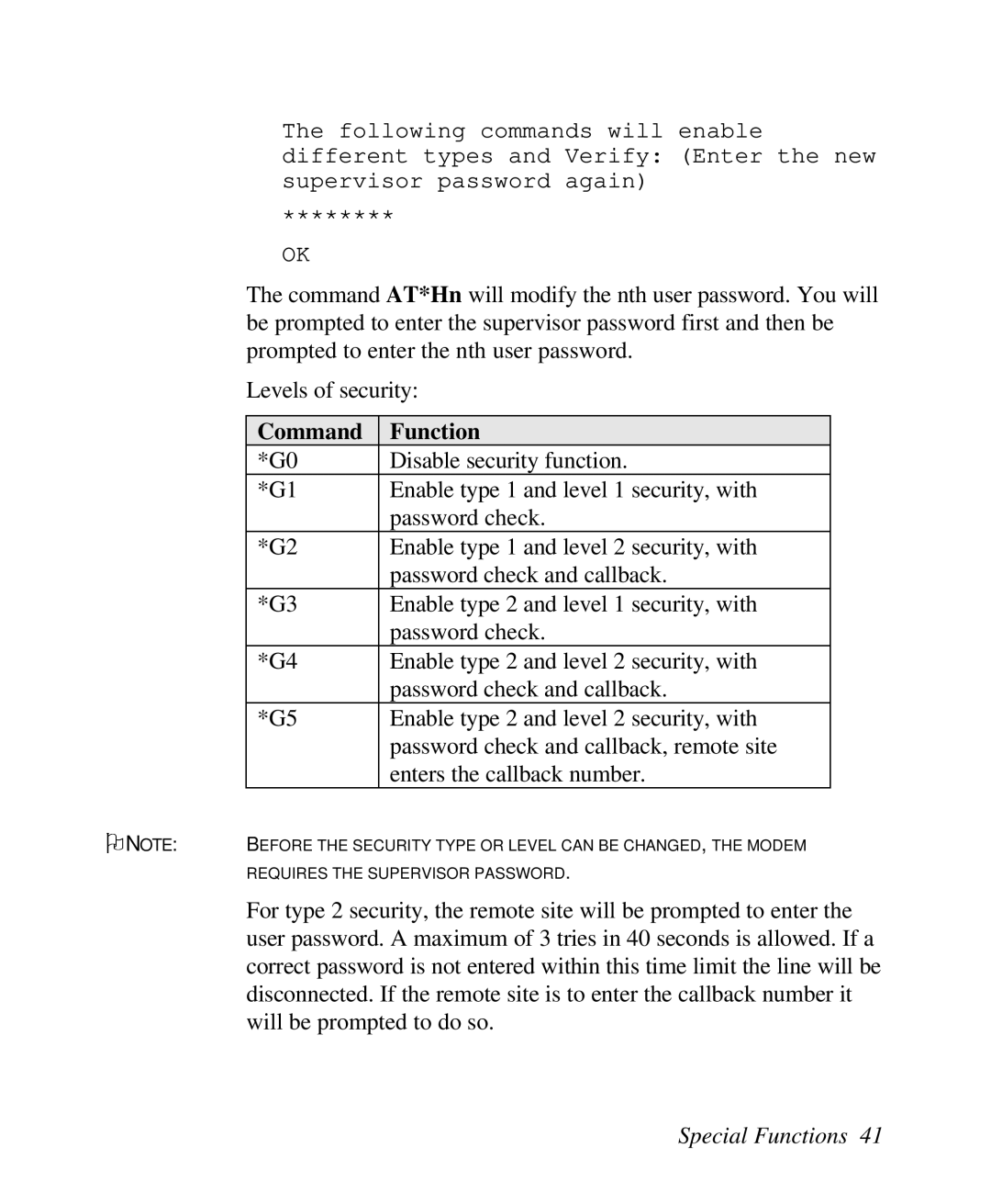 ZyXEL Communications U-336R/RE manual Command Function, Enters the callback number 