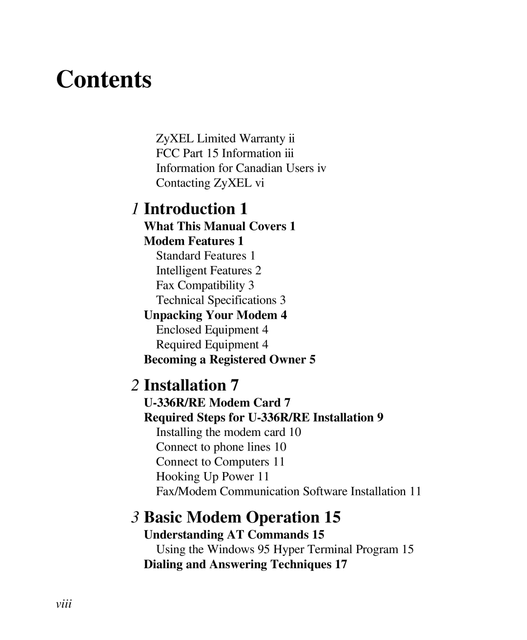 ZyXEL Communications U-336R/RE manual Contents 