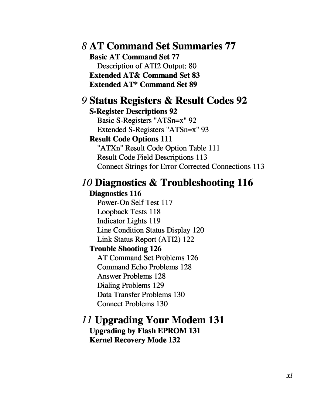 ZyXEL Communications U-336R/RE AT Command Set Summaries, Status Registers & Result Codes, Diagnostics & Troubleshooting 