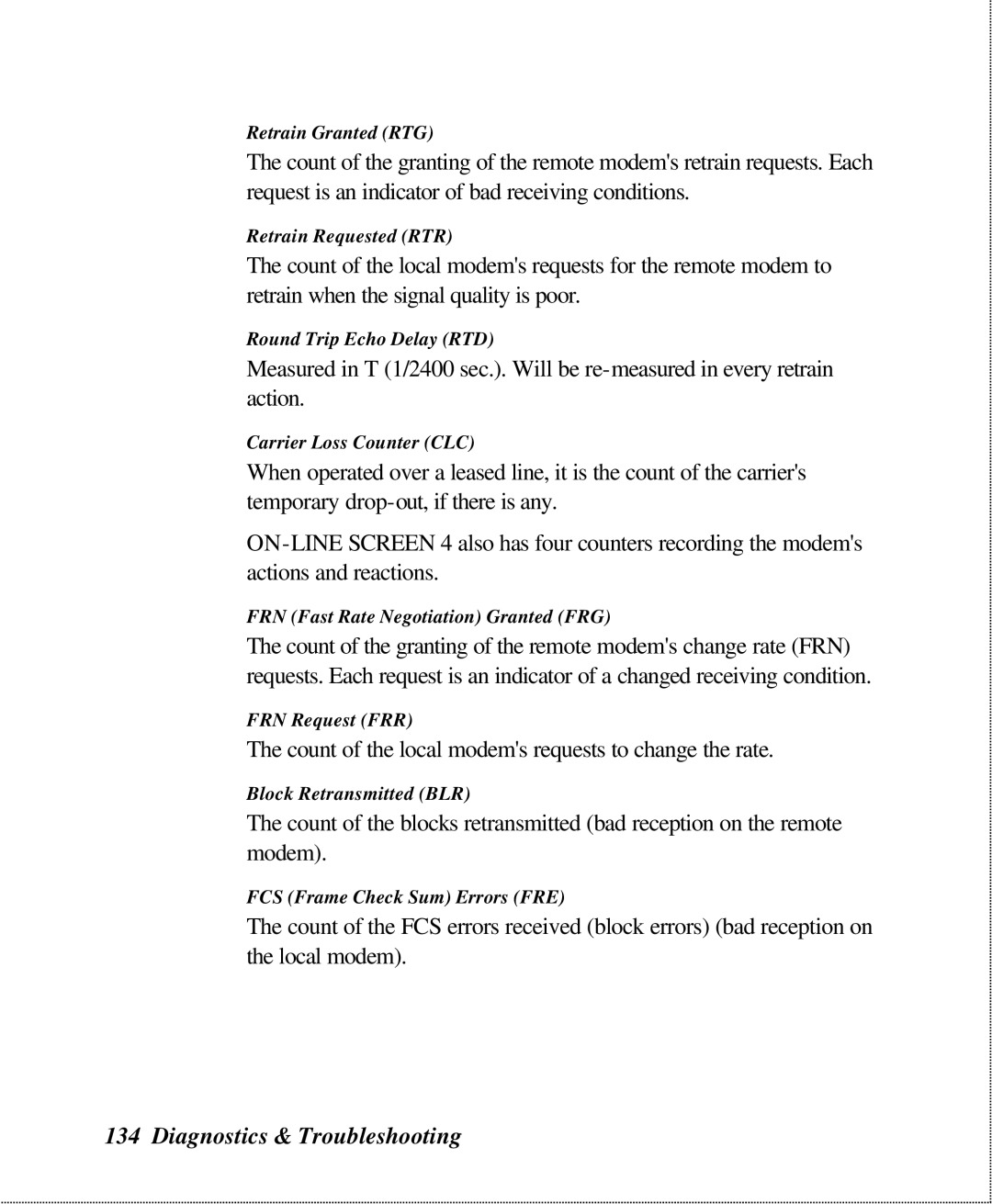 ZyXEL Communications U-336SA user manual Count of the local modems requests to change the rate 