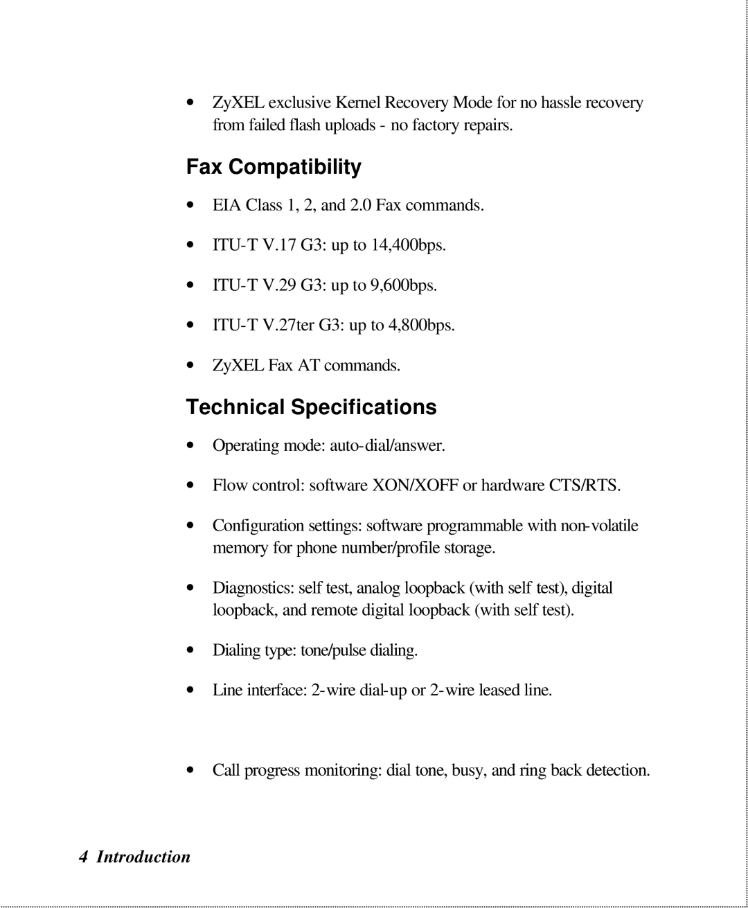 ZyXEL Communications U-336SA user manual Fax Compatibility, Technical Specifications 