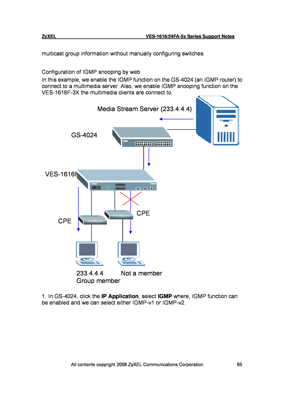 ZyXEL Communications manual Media Stream Server GS-4024 VES-1616F, Not a member Group member 