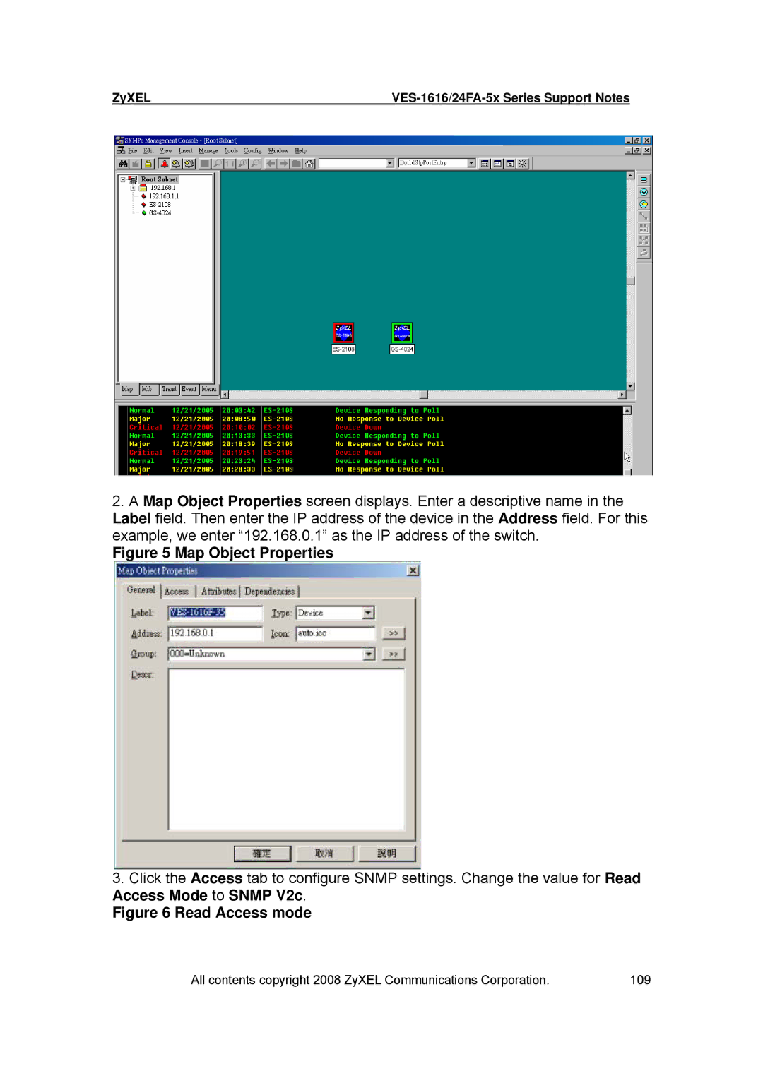 ZyXEL Communications VES-1616 manual Map Object Properties 