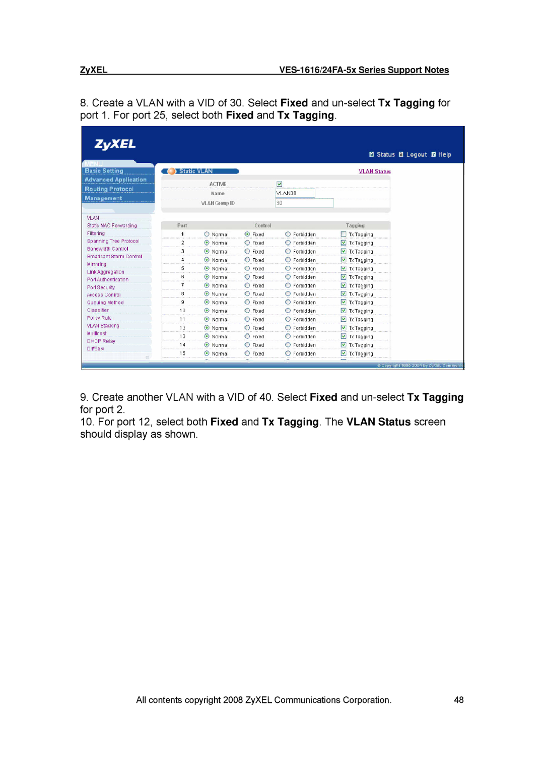 ZyXEL Communications VES-1616 manual ZyXEL 