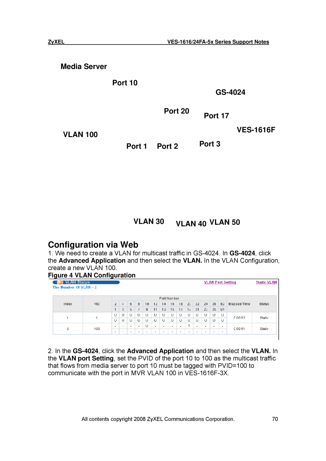 ZyXEL Communications VES-1616 manual Configuration via Web 