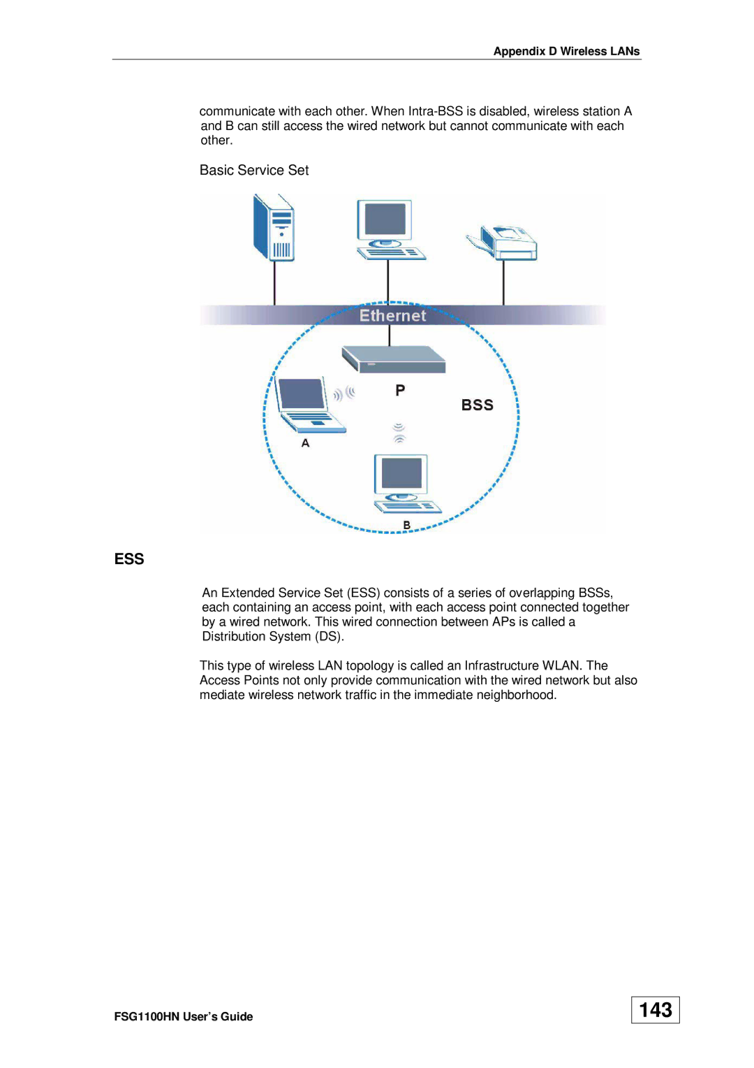 ZyXEL Communications wireless active fiber router manual 143, Basic Service Set 