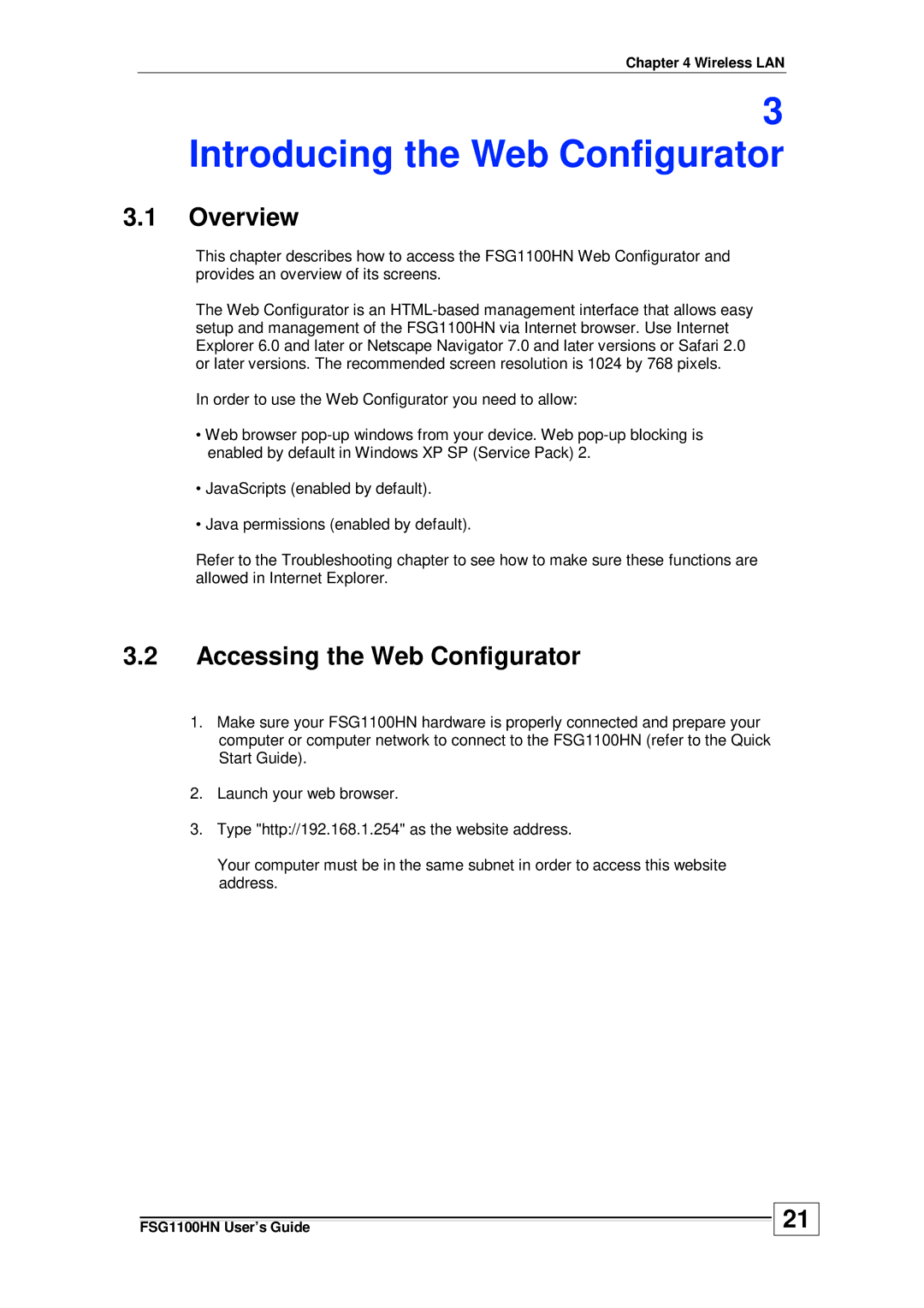 ZyXEL Communications wireless active fiber router manual Introducing the Web Configurator, Accessing the Web Configurator 