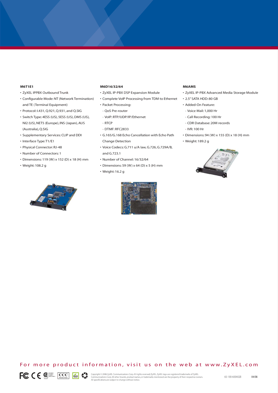 ZyXEL Communications X6004 manual M6AMS, Rtcp 